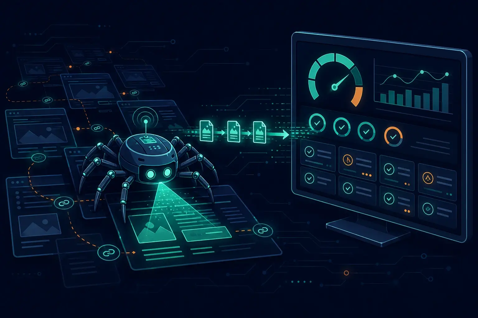 Architecture diagram of a self-hosted SEO crawler with web app, Postgres queue, and worker