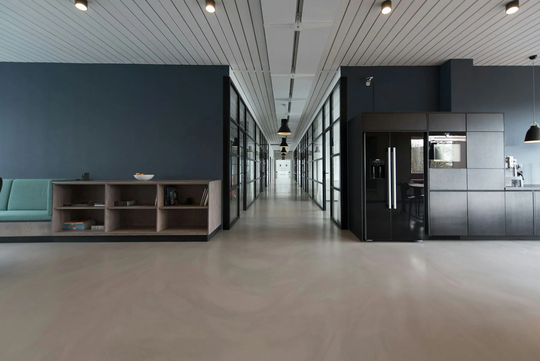 Calm, sunlit modern office space